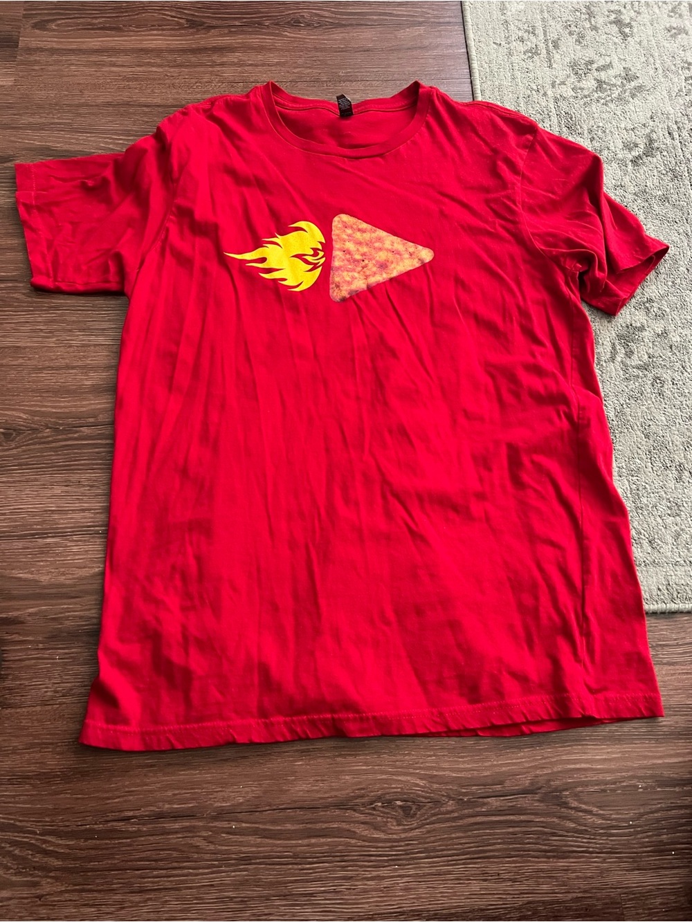 Red Graphic Tee with Flame Dorito